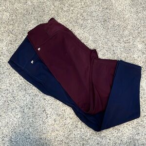 Maroon & navy Fabletics pants, both XL